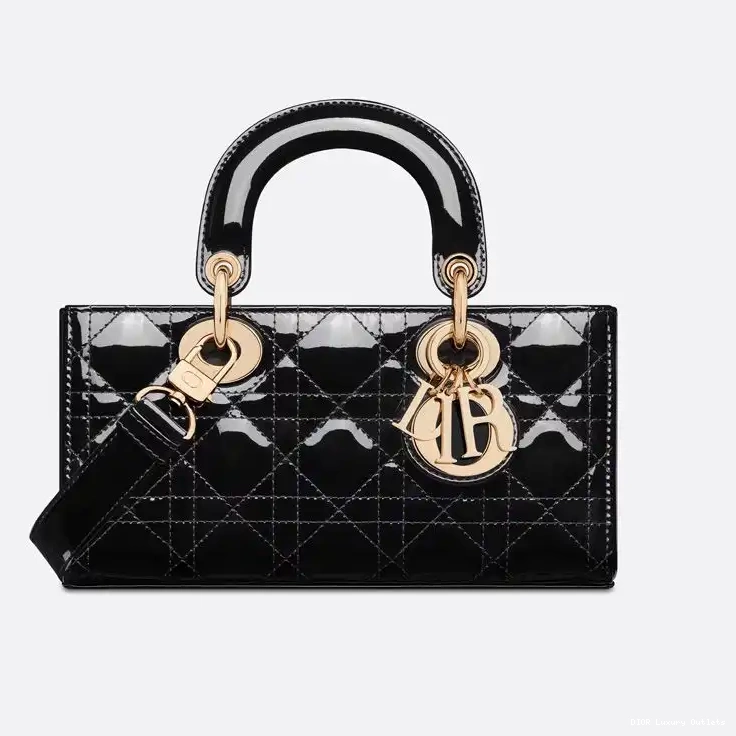 Cheap Black Lady Bag Calfskin Patent D-Joy Small Cannage 0704 Luxury